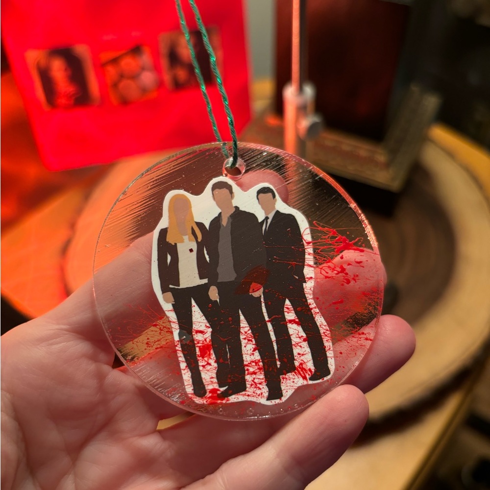 Klaus, Elijah and Rebekah in the end? Originals on an Ornament/ car hanger fun